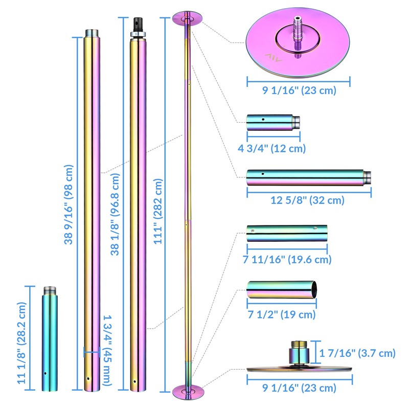 Yescom Static Spinning Dancing Pole Kit 10FT for Party Club Exercise,Colorful gallery