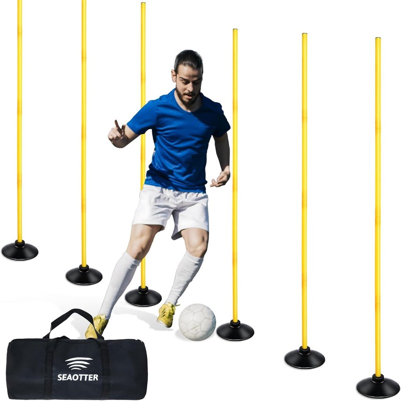SEAOTTER Soccer Agility Poles Set 6ft Detachable 4/6/10pcs for Training