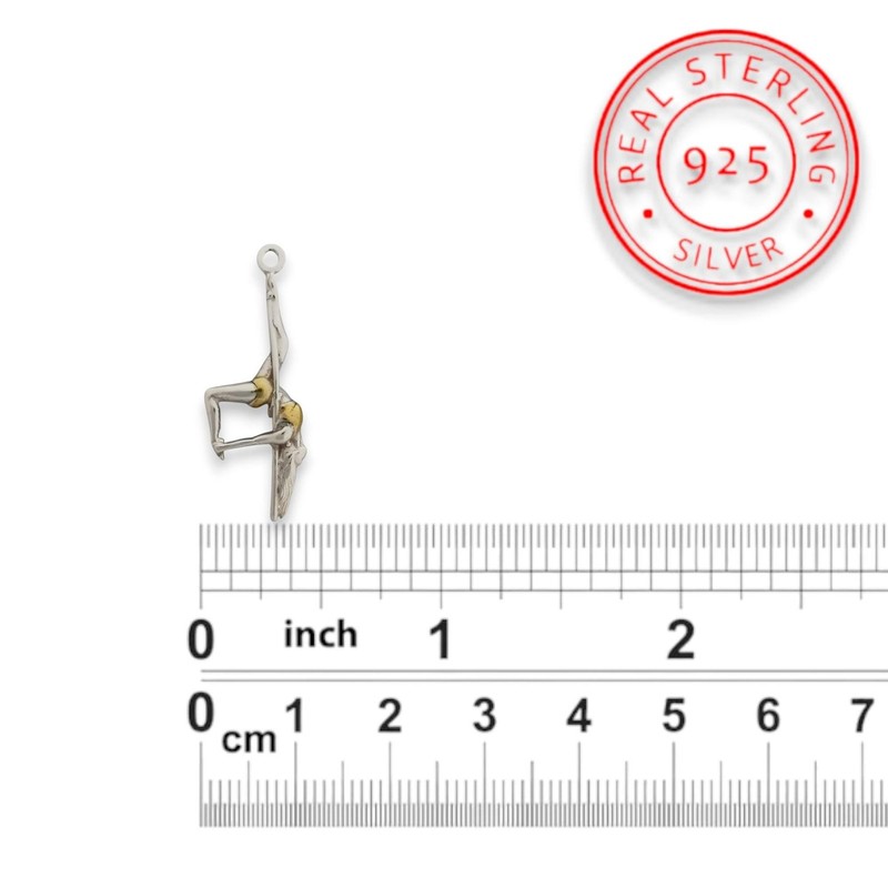 Pole Dance Jewelry – 925 Silver Pendant with Gold Detail for Dancers and Artists gallery