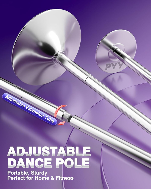 PYY Dance Pole - Adjustable & Portable Dancing Pole for Gym Studio Pub, Chrome F gallery