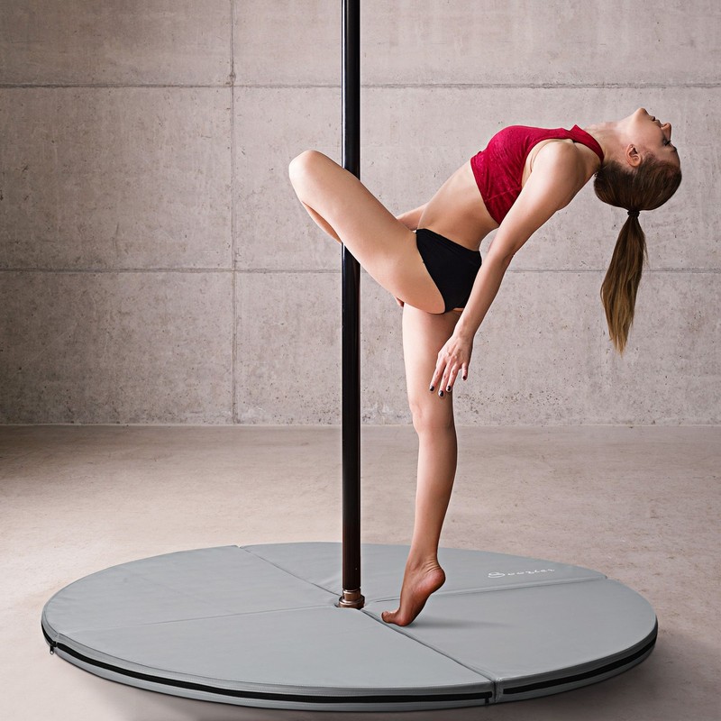 2" Thick Pole Dance Mat 5' Wide Folding Gymnastics Exercise Pad Light Gray gallery