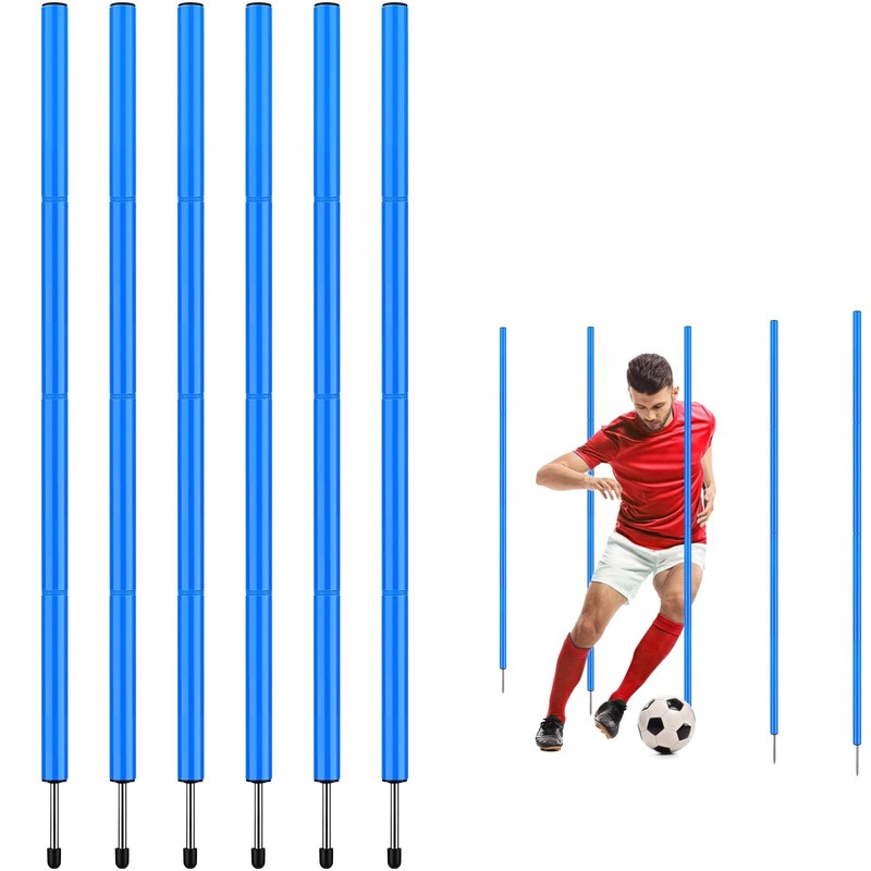 TOBWOLF 6PCS 6FT Adjustable Football Agility Training Blue (Vertical Poles)