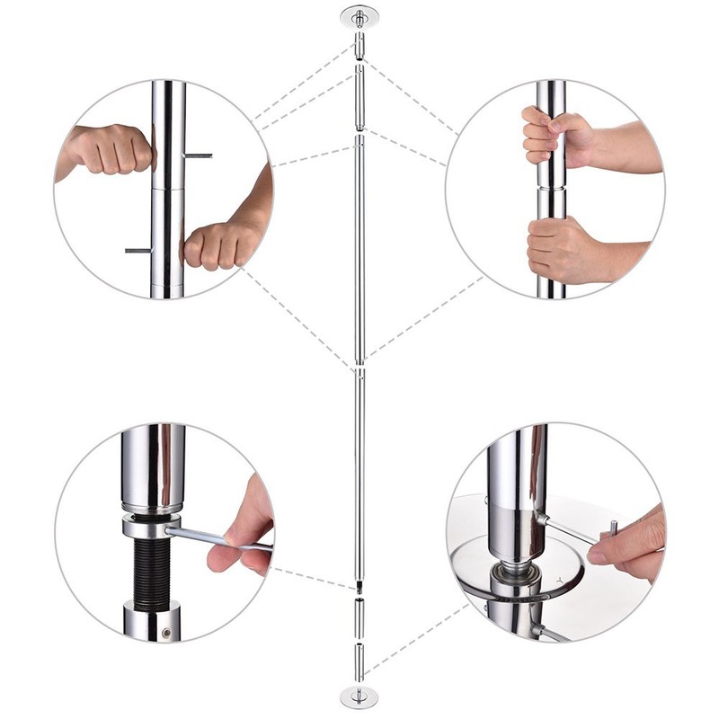 9.25 FT 45MM Spinning Static Dancing Pole Kit for Club Party Fitness 2 Pack gallery