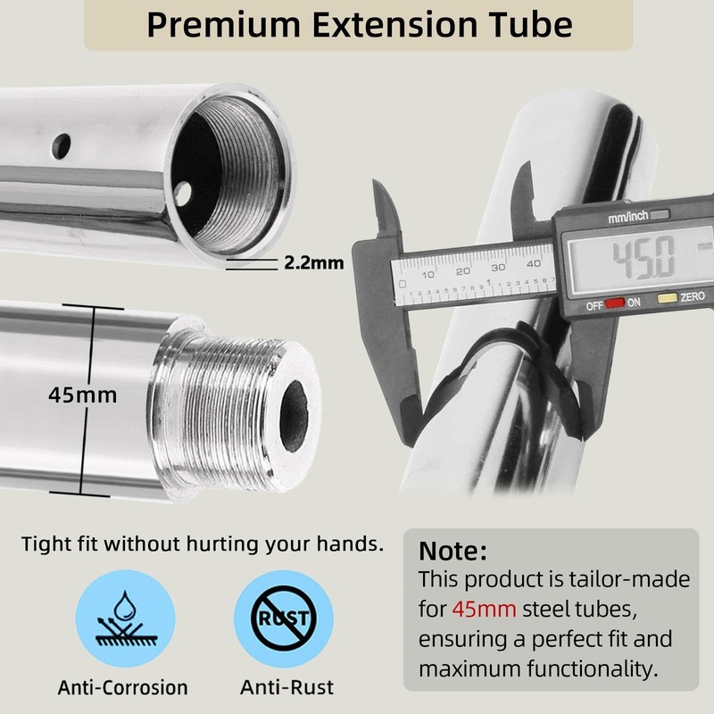 Pole Dancing Extension 45mm - 125/250/500mm Adjustable Chrome Connector, Easy In gallery