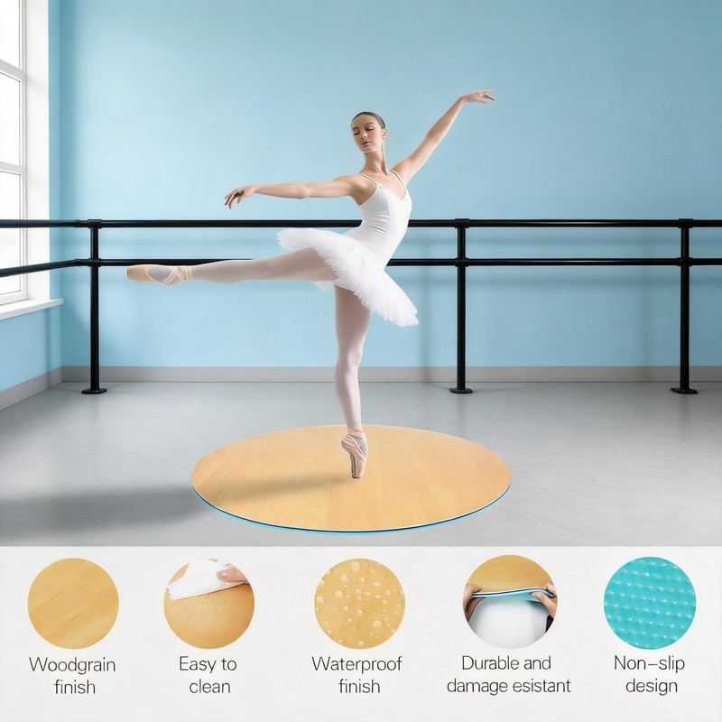 8mm 31-Inch Marley Dance Floor Mat for Home, Non-Slip PVC Portable Dance Mat ... gallery