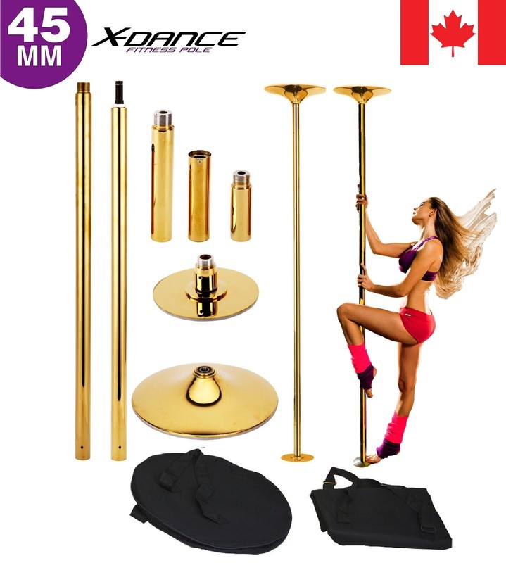 X Dance Pole GOLD Stripper Pole Potable Exotic Static Spinning Adjustable 9 FT