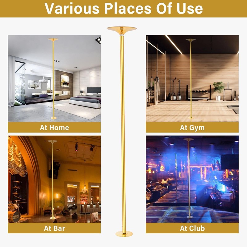 Professional Stripper Pole Spinning Static Dancing Pole 45mm Dance Pole,Gold gallery
