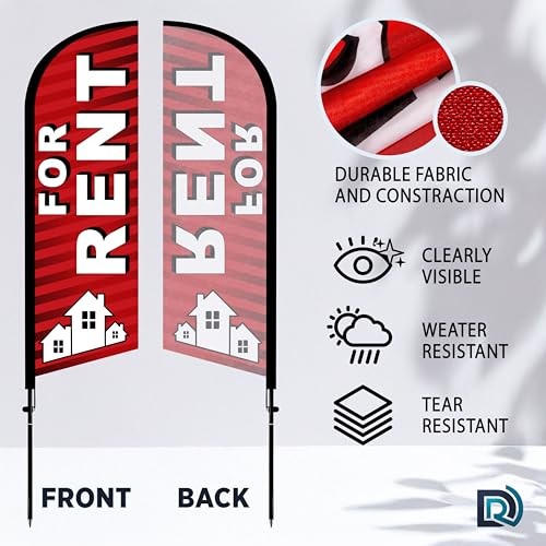 For Rent Flag, 8ft Red Feather Flag Pole Kit, Advertising Flags for Outside gallery