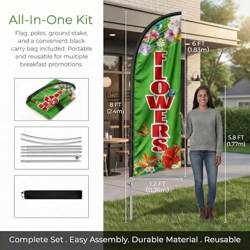 Flowers Flag for Business, Flowers Signs, 8FT Polyester Advertising Swooper gallery