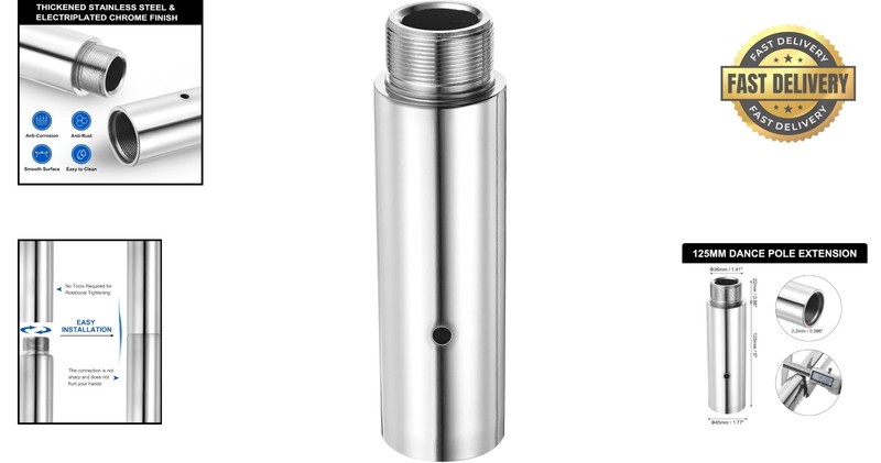 Stainless Steel Dance Pole Extension - Adjustable 125mm for 45mm Poles gallery