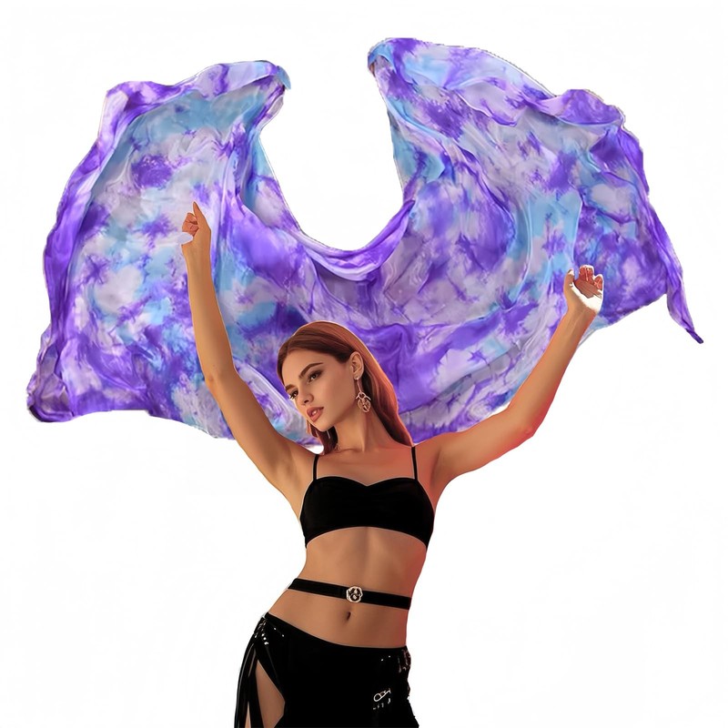 Women Hand Made Chinese Real Silk Belly Dance Veil Gradient Colors 250x114cm
