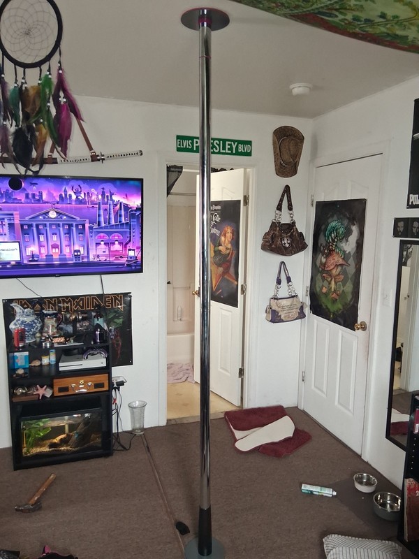 Portable Silver Steel Fixed Dance Pole for Home Fitness Performance Unisex Adult
