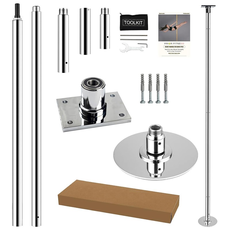 PRIOR FITNESS Permanent Fixed Dance Pole Kit, Professional 45mm Spinning & Stati