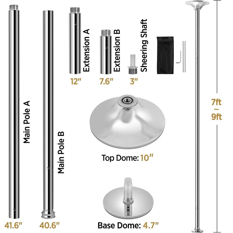 Portable Spinning Dance Pole 45mm Height Adjustable Static Dance Pole Home Gym gallery