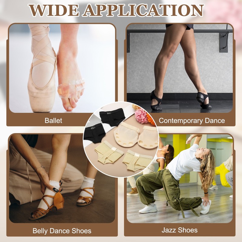 Foot Undies Thongs for Dance, Half Sole Shoes Paws, M(37-38) & Black gallery
