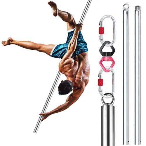 Flying Pole 2M Aerial Dancing Pole Equipment Flying Pole for Home Silver Port...