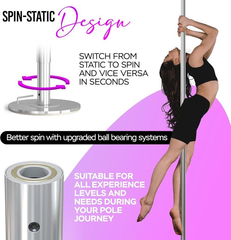 Portable 45mm Adjustable Dance Pole with LED Light and Conditioning Bands gallery