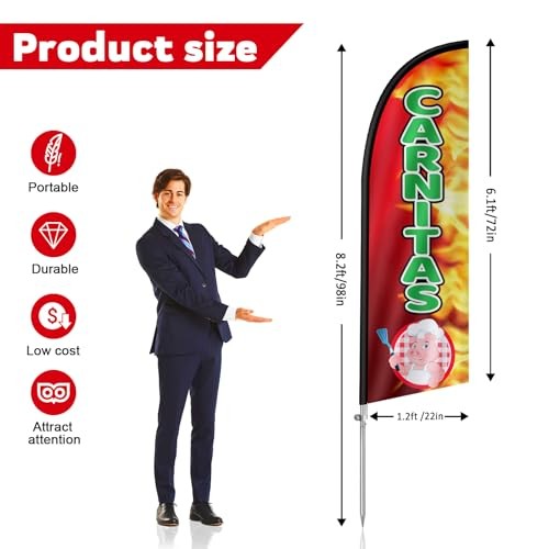 Carnitas Flag for Business, Carnitas Signs, 8FT Polyester Advertising Swooper gallery