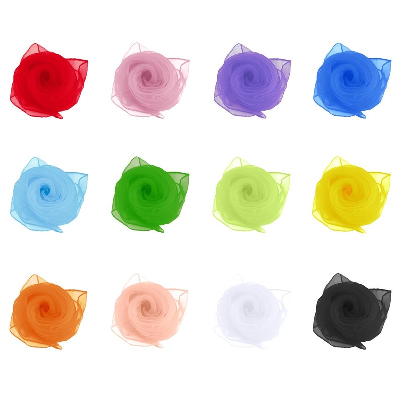 12PCS Dance Scarves,Colorfast Dance handkerchief for Kids,Kindergarten Juggli…