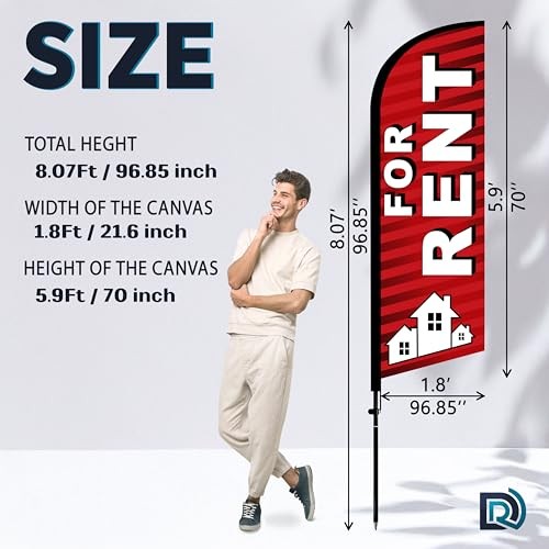 For Rent Flag, 8ft Red Feather Flag Pole Kit, Advertising Flags for Outside gallery