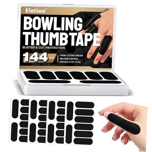 144 PCS Bowling Thumb Tape & Finger Tape for Bowlers,Elastic Protective Black