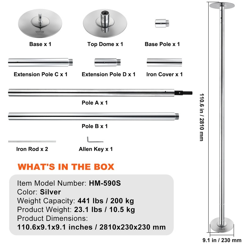 VEVOR Professional Spinning Static Dancing Pole Portable Removable Fitness Kit gallery