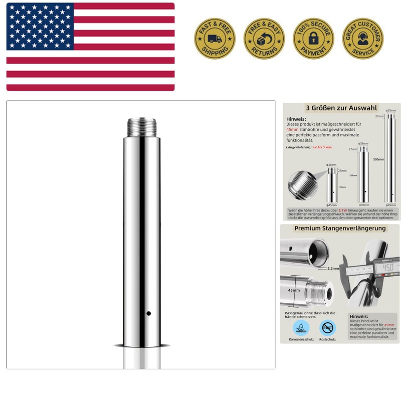 Pole Extension for Pole Dancing 45mm – 125/250/500mm , Easy to Install, Smoot…