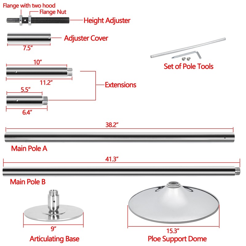 Portable Dance Pole Static Spinning 45mm Stripper Dancing Pole Fitness Exercise gallery