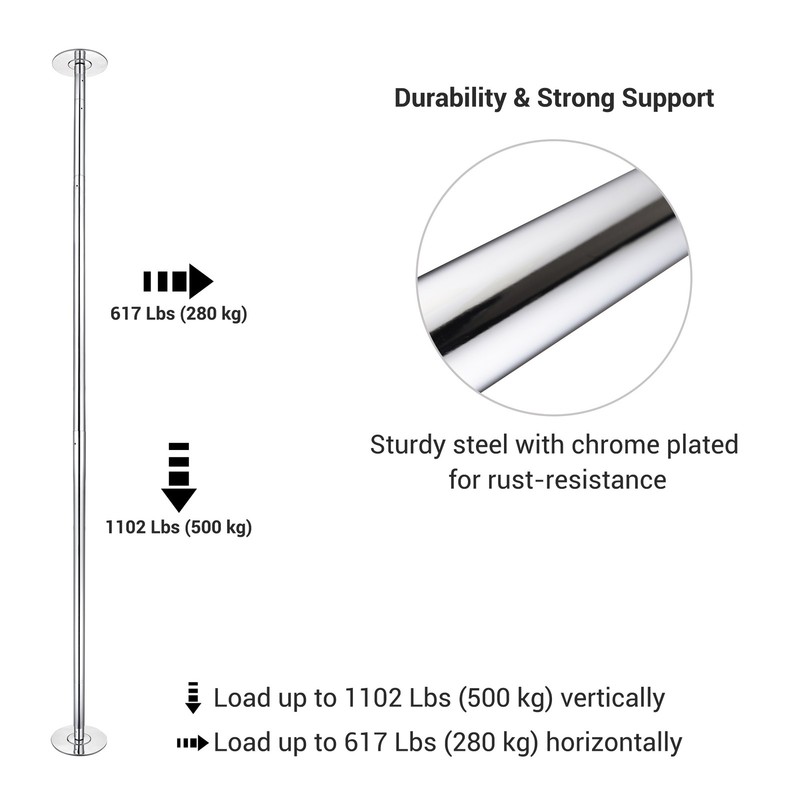 Yescom Static Spinning Stripper Pole Kit 9.25FT for Party Club Exercise, Silver gallery