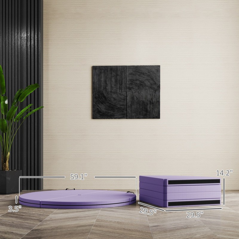 Foldable Pole Dance Crash Mat w/ Handles, Purple gallery