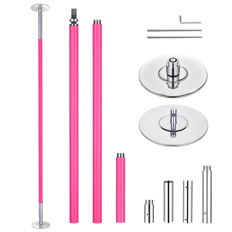 10.1 Ft Static Spinning Dancing Pole Kit 45mm Silicone Party Club Exercise Pink