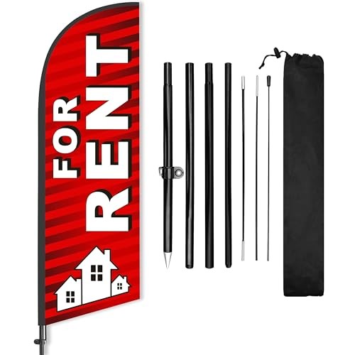 For Rent Flag, 8ft Red Feather Flag Pole Kit, Advertising Flags for Outside gallery