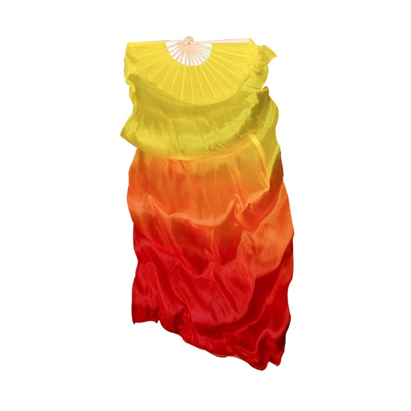 Women 1 Piece Hand-made Real Silk Long Belly Dance Fan VeilsRight Hand Only Y...