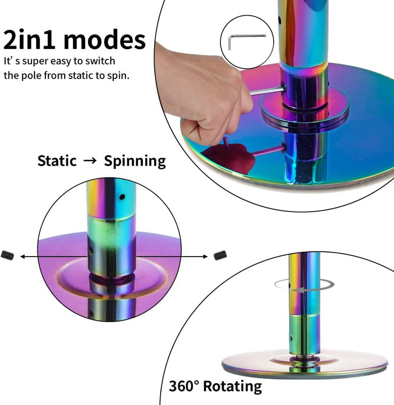 Pole Dancing Pole for Home - 45Mm Spinning Dance Pole with Extension, Portable D gallery
