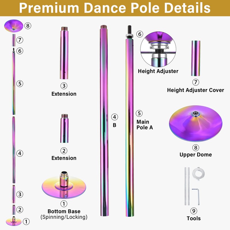 45mm Dance Pole Kit Competition Commercial Portable Fitness Exercise gallery