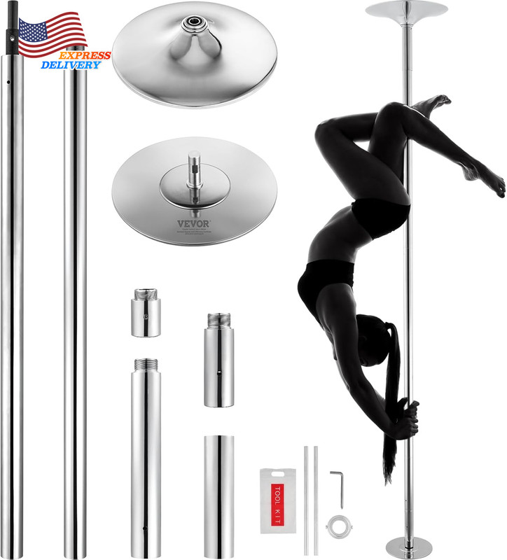 Professional Spinning Static Dancing Pole Kit 45Mm for Exercise Home Club Gym US