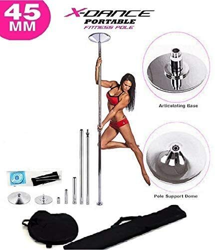 X Dance Pole Potable Exotic Static Spinning 9FT Stripper Pole Exercise CHROME gallery