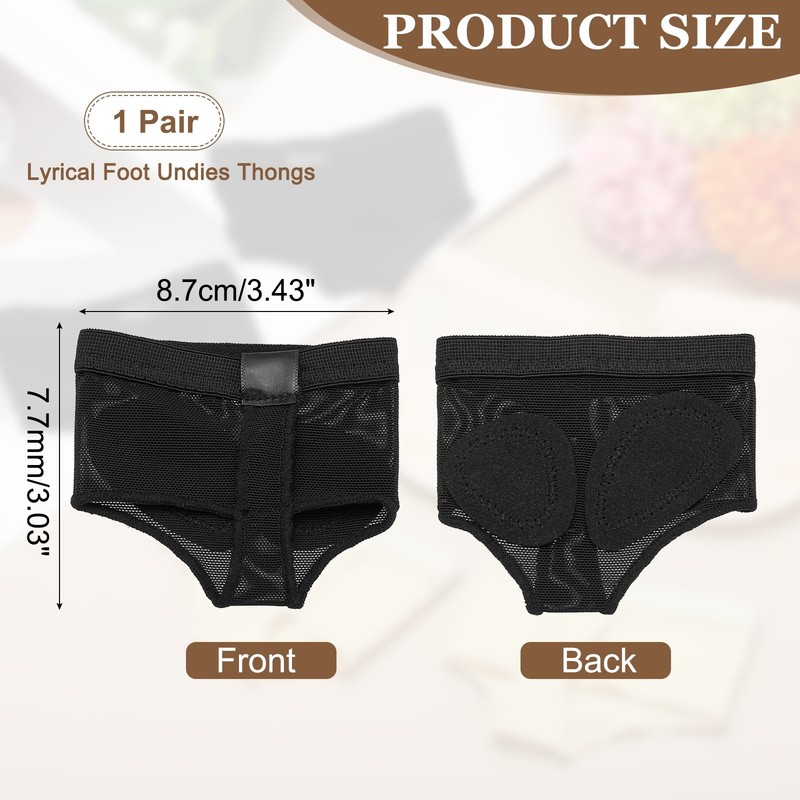 Foot Undies Thongs for Dance, Half Sole Shoes Paws, M(37-38) & Black gallery