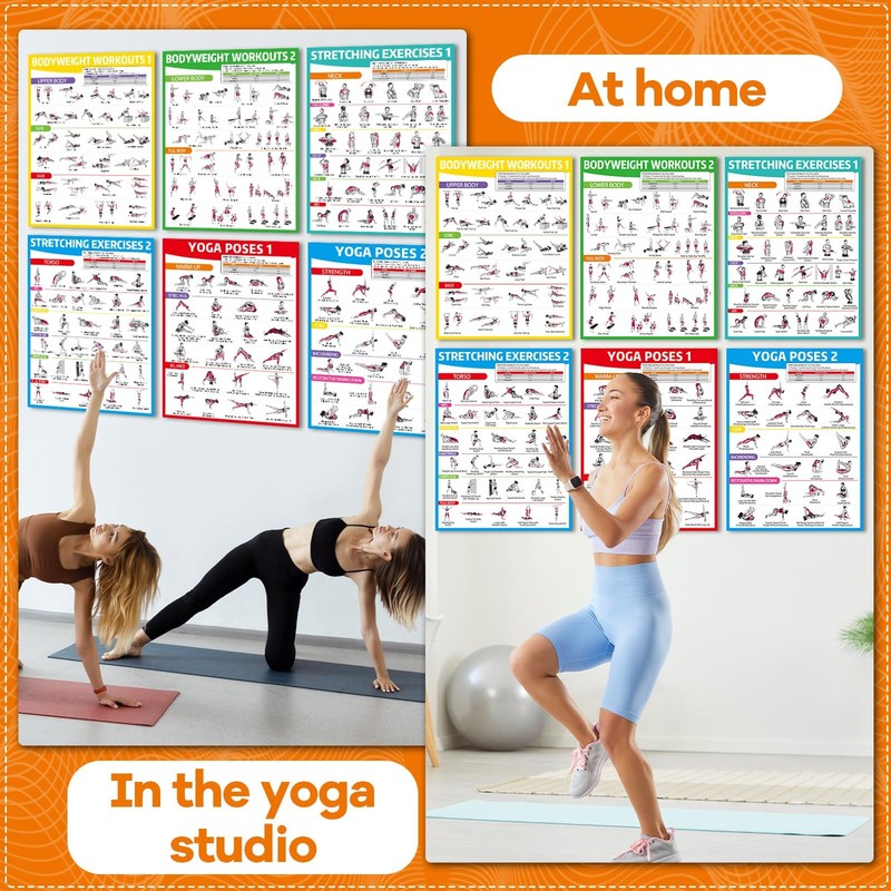 gisgfim 6PCS Workout Posters for Home Gym-Yoga 17 x 12.6 inches, Colorful gallery