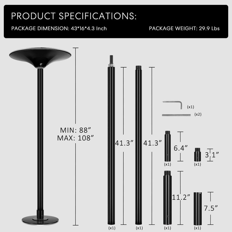 Professional Spinning Dancing Pole, 45Mm Portable Dance Pole for Home Fitness gallery