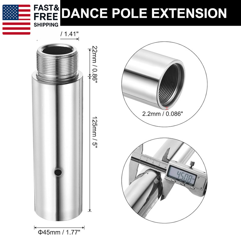 Dance Pole Extension for Stripper Dance Pole Stainless Steel Extending Tube Hei gallery