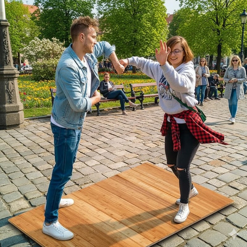Foldable Tap Dance Floor - Premium Bamboo Portable Tap Board with Non-Slip Ba... gallery