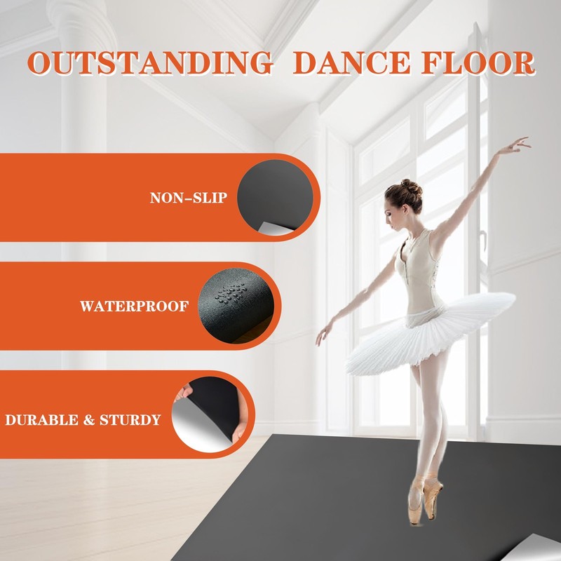 Portable Marley Floor, 6.6' x 3.9' Dance Mat, 1.5 mm Thick Vinyl Dance Floor,... gallery
