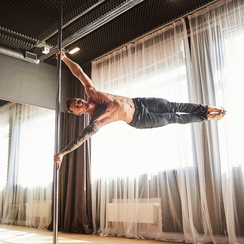 45mm Spinning Static Dance Pole Kit Adjustable Height Silver for Home Fitness gallery