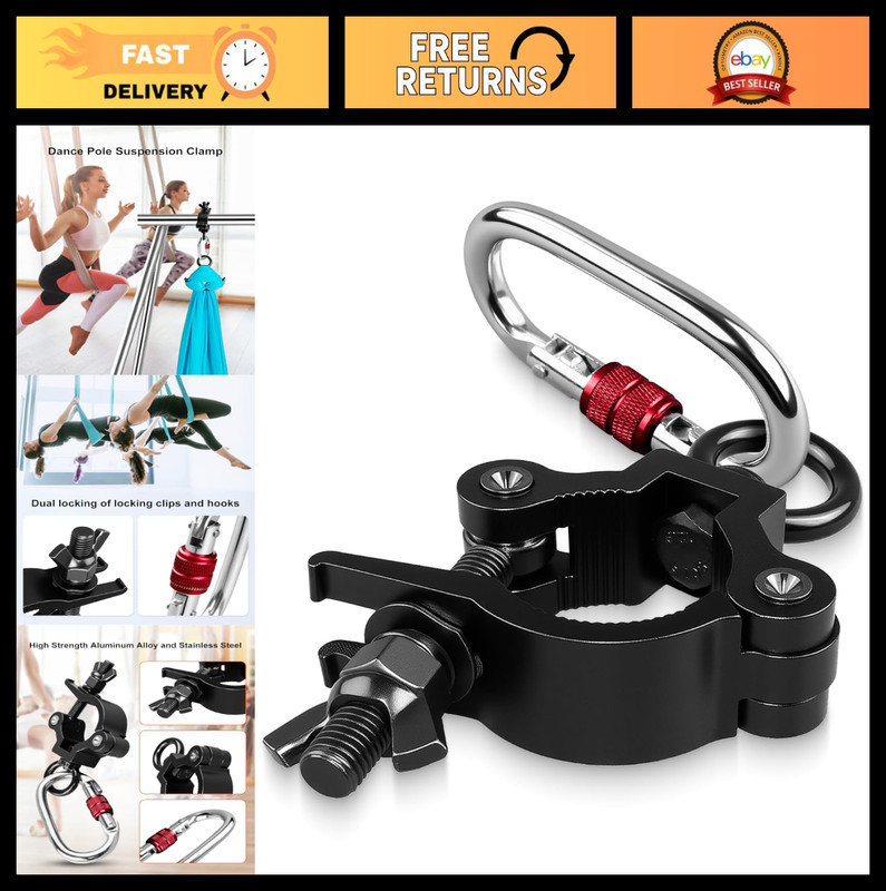 Heavy Duty Pole Dancing Clamp 35-45mm, 220lbs Capacity, Rotating Aerial Yoga Dev