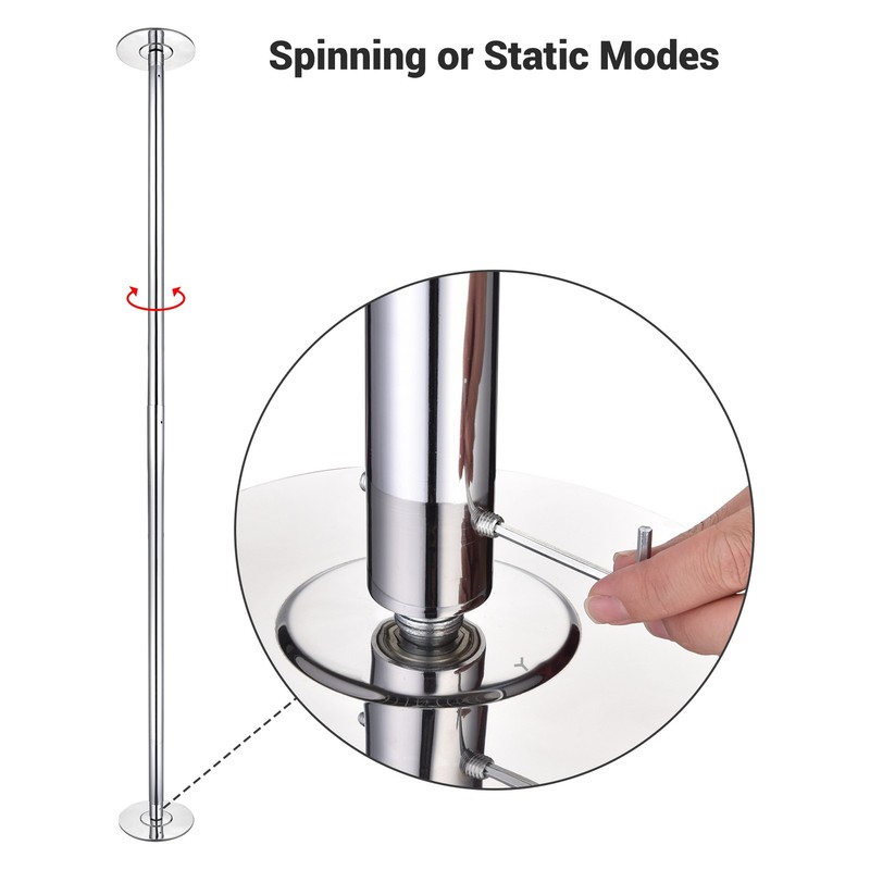 Yescom Static Spinning Stripper Pole Kit 9.25FT for Party Club Exercise, Silver gallery