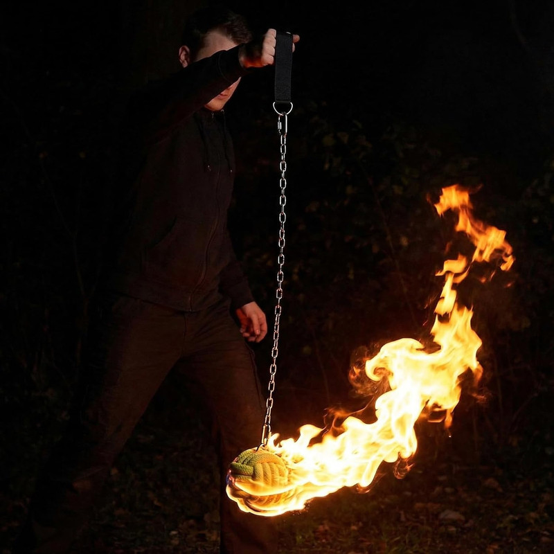 2 Pack Fire Poi Set for Dancing 24" Stainless Steel Chain with 3" Woven Aramid F gallery