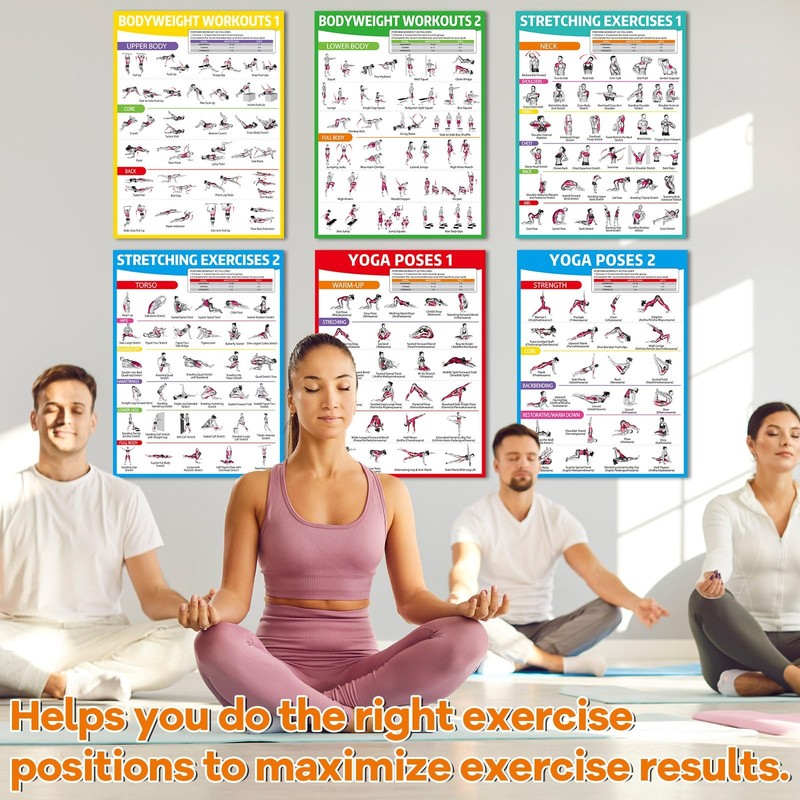 gisgfim 6PCS Workout Posters for Home Gym-Yoga 17 x 12.6 inches, Colorful gallery