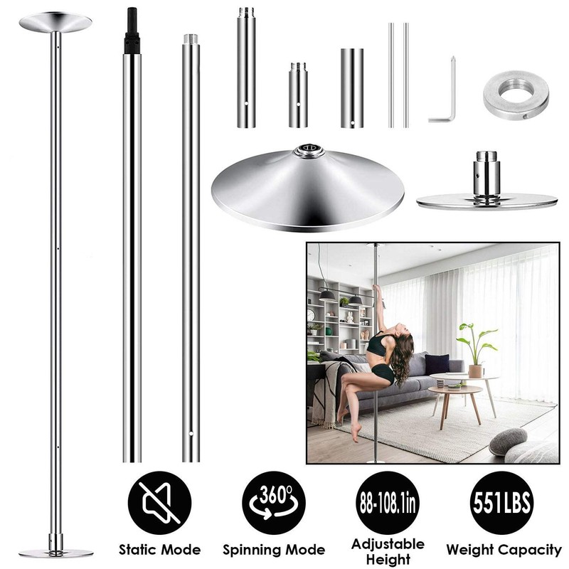 Stripper Dance Pole 45mm Spinning Static Dancing Pole with 88-108.1in Adjustable gallery