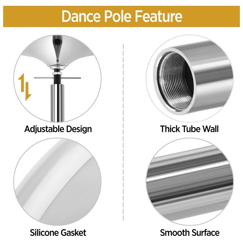 Professional Stripper Pole Spinning Static Dancing Pole 45mm Dance Pole,Silver gallery